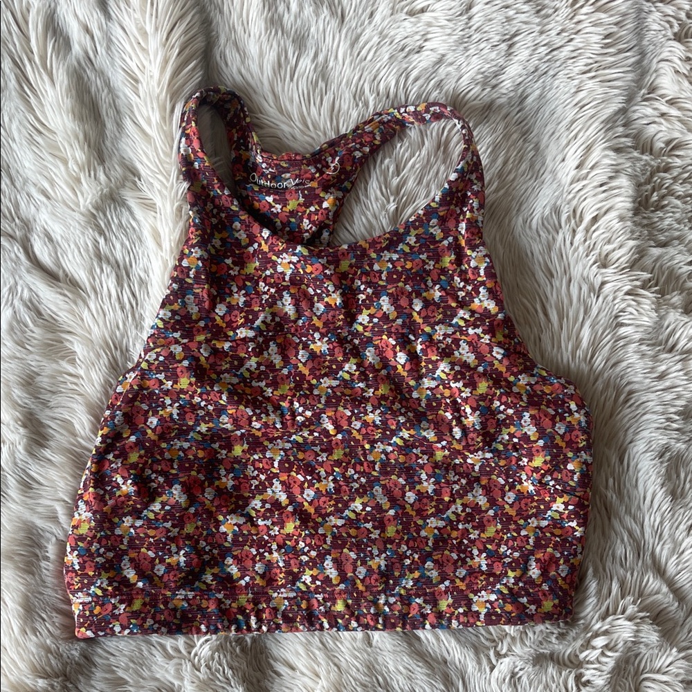 Outdoor Voices Racerback Sports Bra in floral